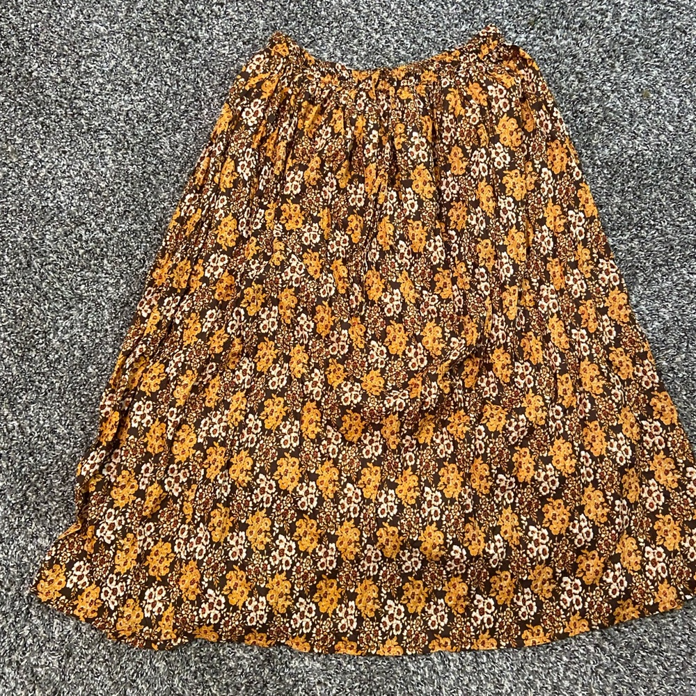 Long orange floral skirt